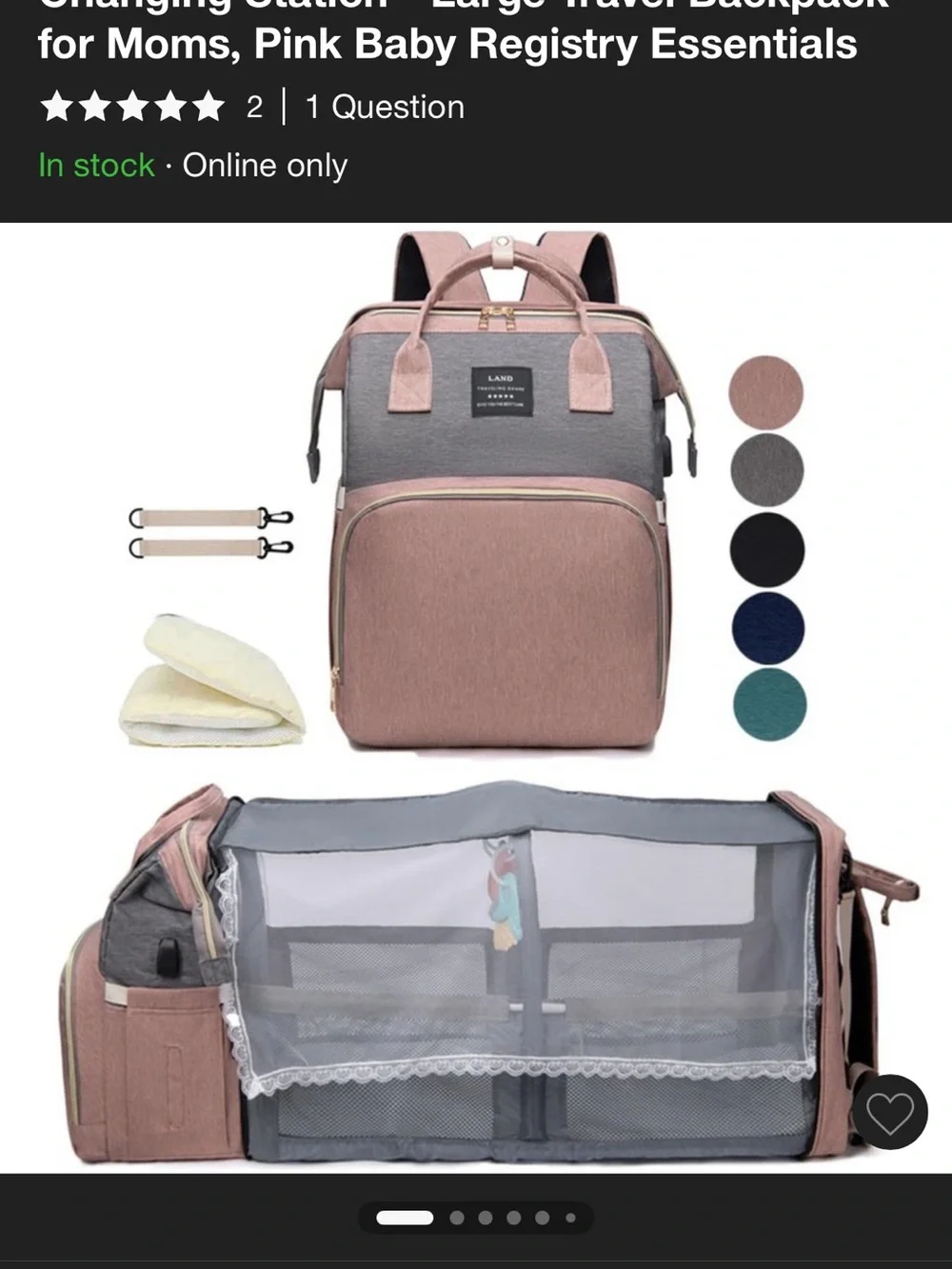 25L Diaper Bag Backpack in Dusty Pink - Organized Baby Travel Bag